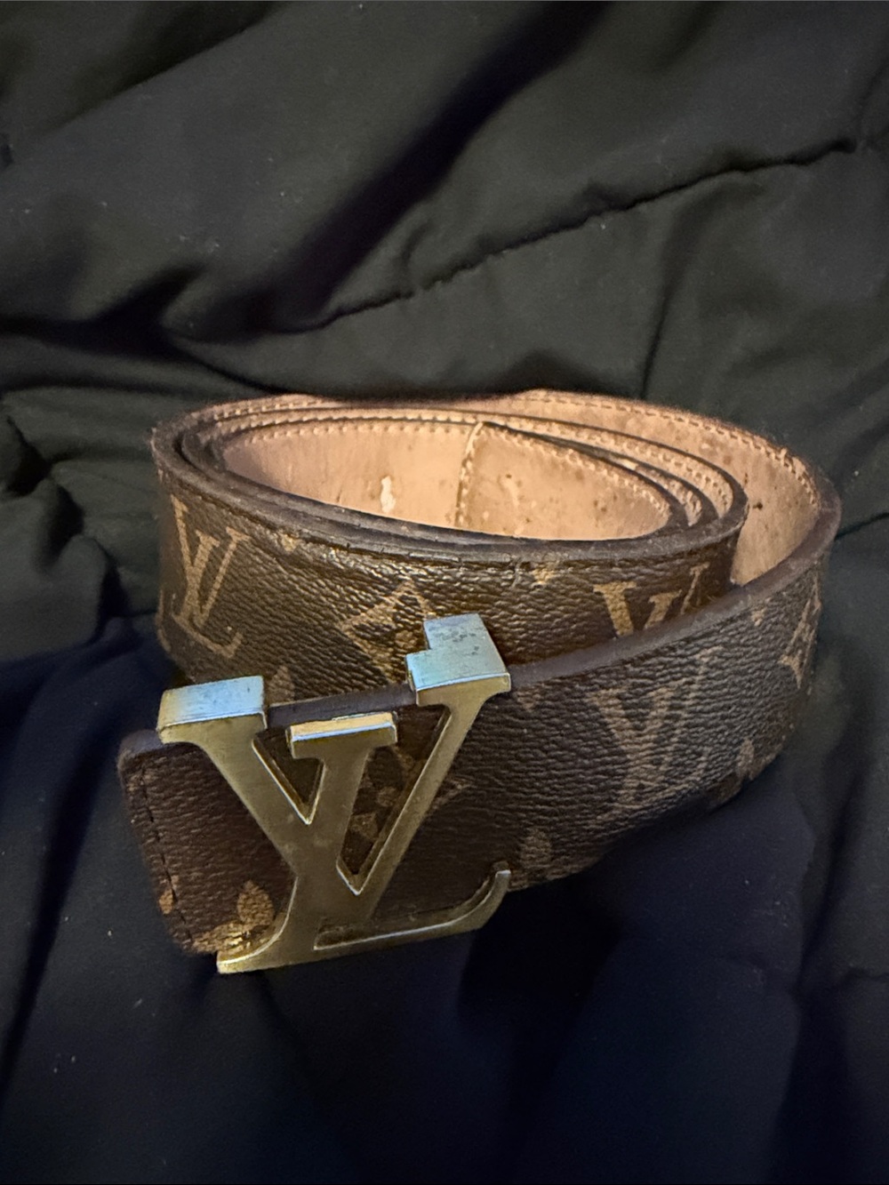 Louis Vuitton Monogram Canvas Belt with Gold LV Buckle